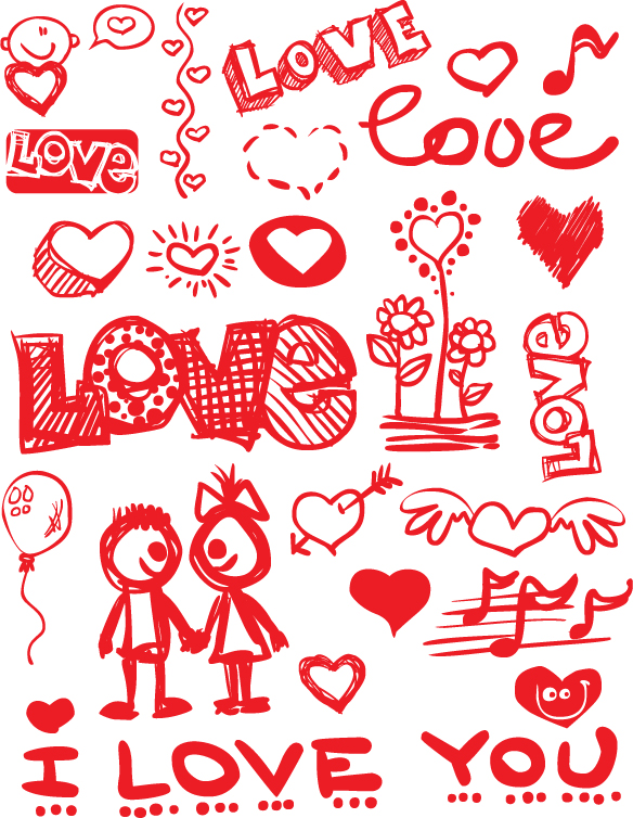 free vector Graffitistyle valentine day vector elements